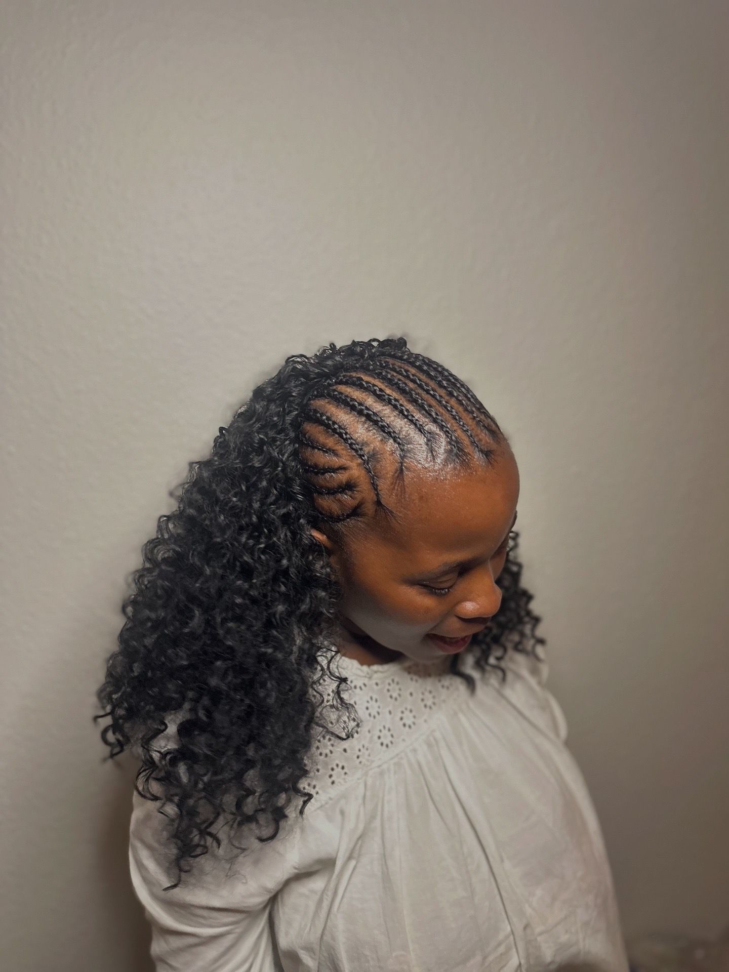 Half cornrows half sew in